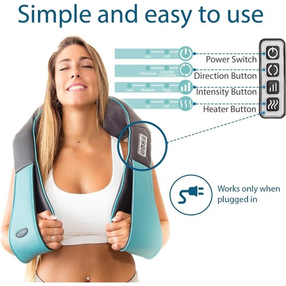 InvoSpa Shiatsu Neck Back Shoulder Massager Heat Therapy Deep Tissue Relaxation - Picture 2 of 13